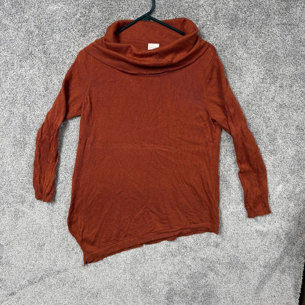 Chicos Sweater‎ 2 Orange Cowl Neck Asymmetrical Hem Lagenlook Comfy Winter Cozy